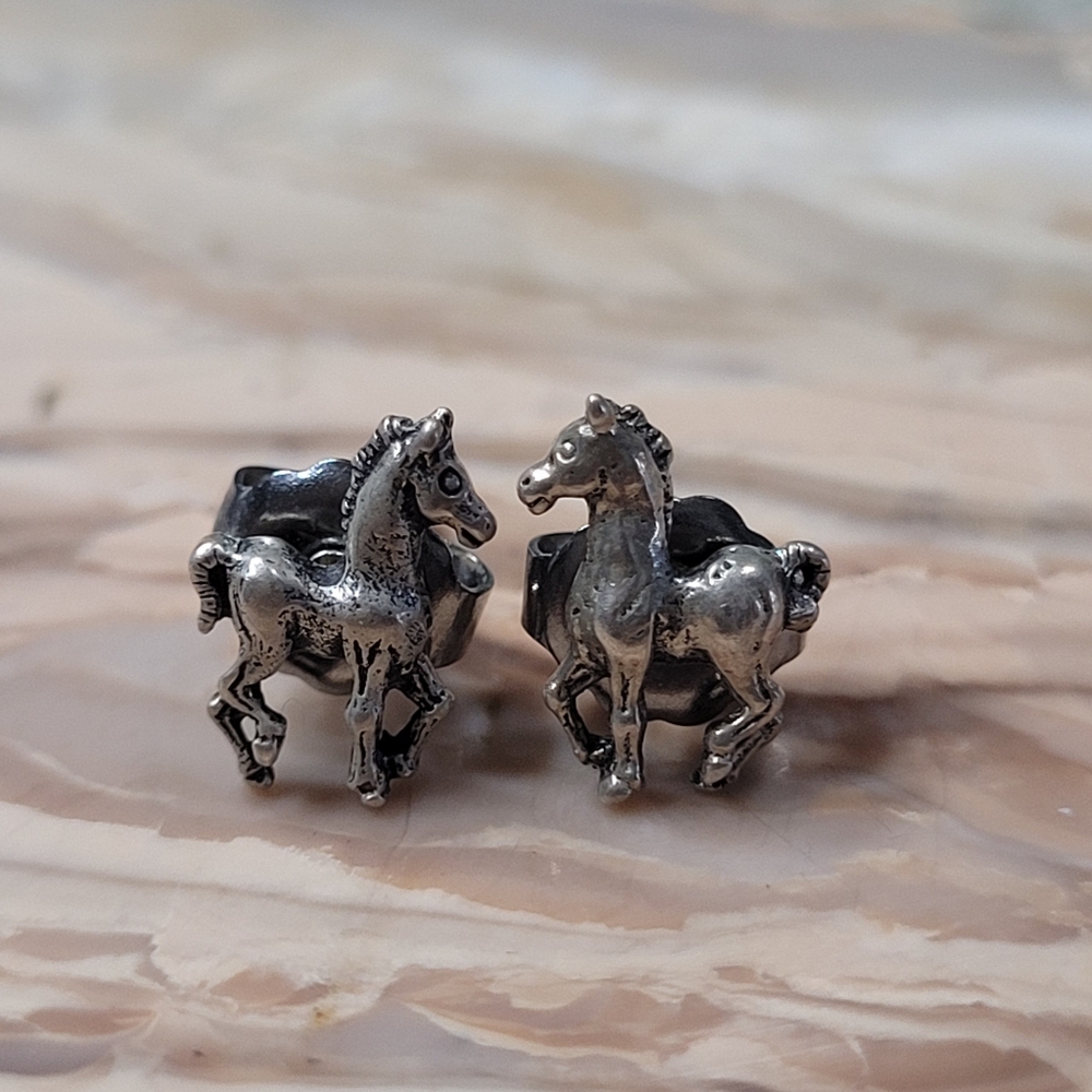 Silver Horse Stud Earrings